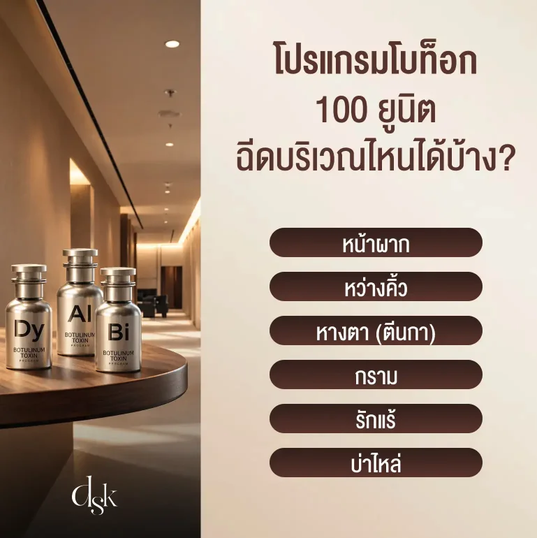 โบท็อก 100 ยูนิต ฉีดบริเวณไหนได้บ้าง